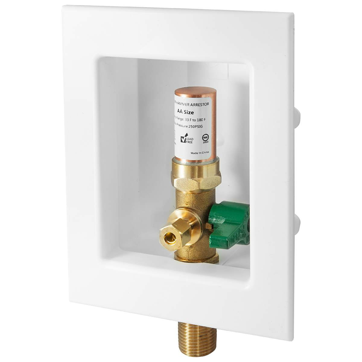 1/2" Sweat Inlet, Ice Maker Outlet Box, with Copper Water Hammer Arrestor