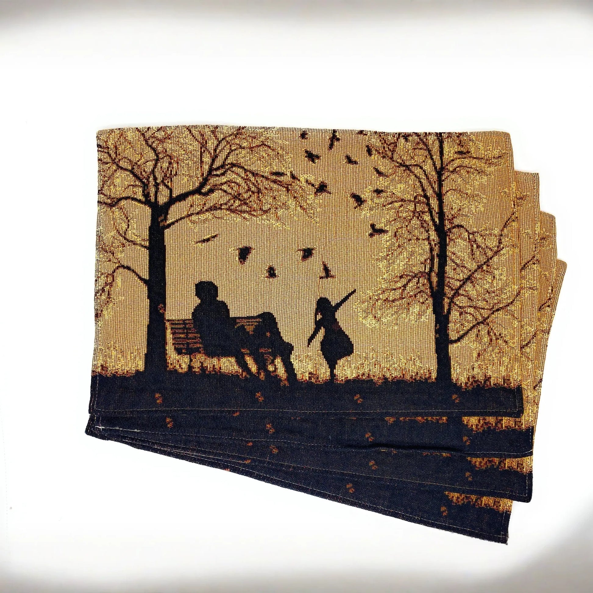 DaDalogy Bedding Set of 4 Pieces Autumn Birds Blessing Tapestry Dining Placemats 13” x 19” (Halloween)