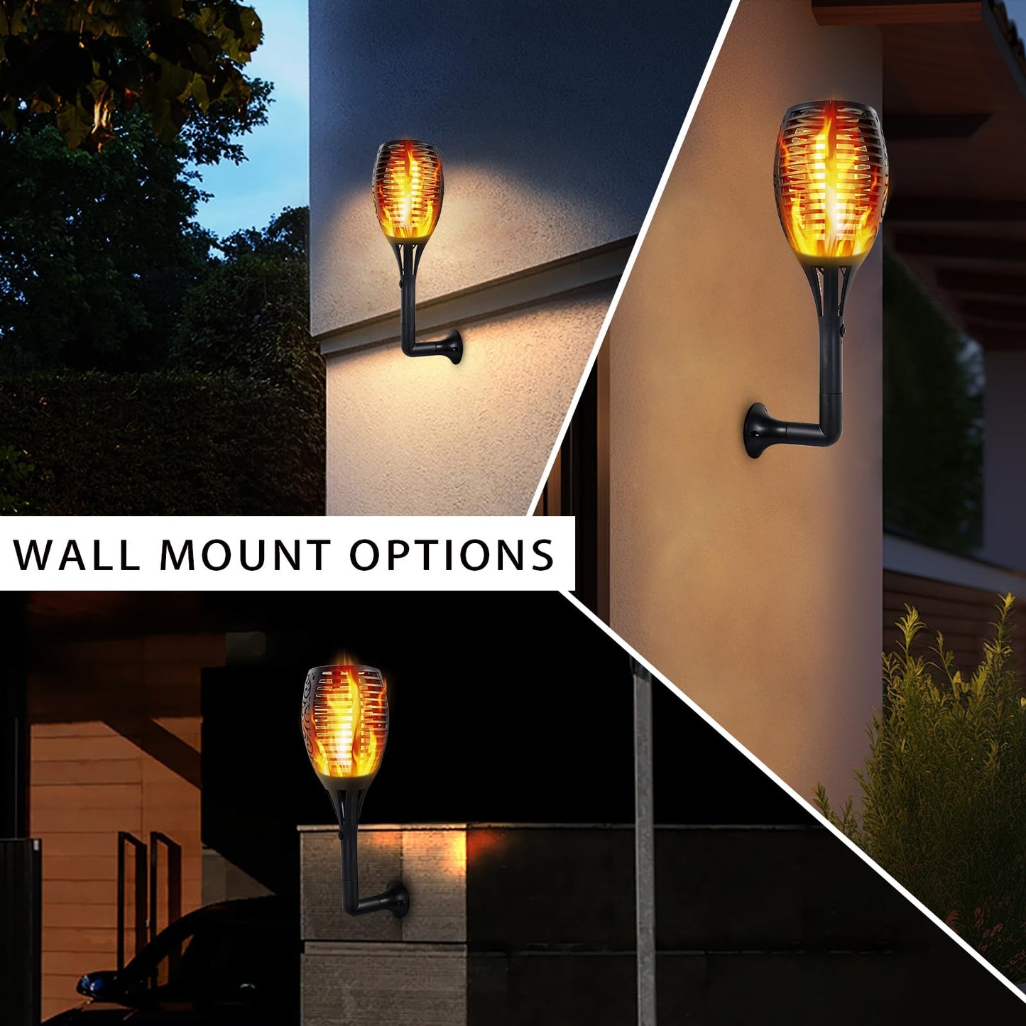 Solar LED Flame Lamp Lawn Flame Flickering Torch Light Outdoor Fire 96 LED Lights 4 Pack