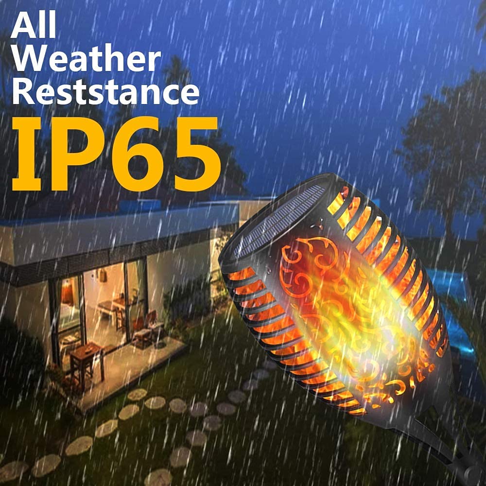 Solar LED Flame Lamp Lawn Flame Flickering Torch Light Outdoor Fire 96 LED Lights 4 Pack