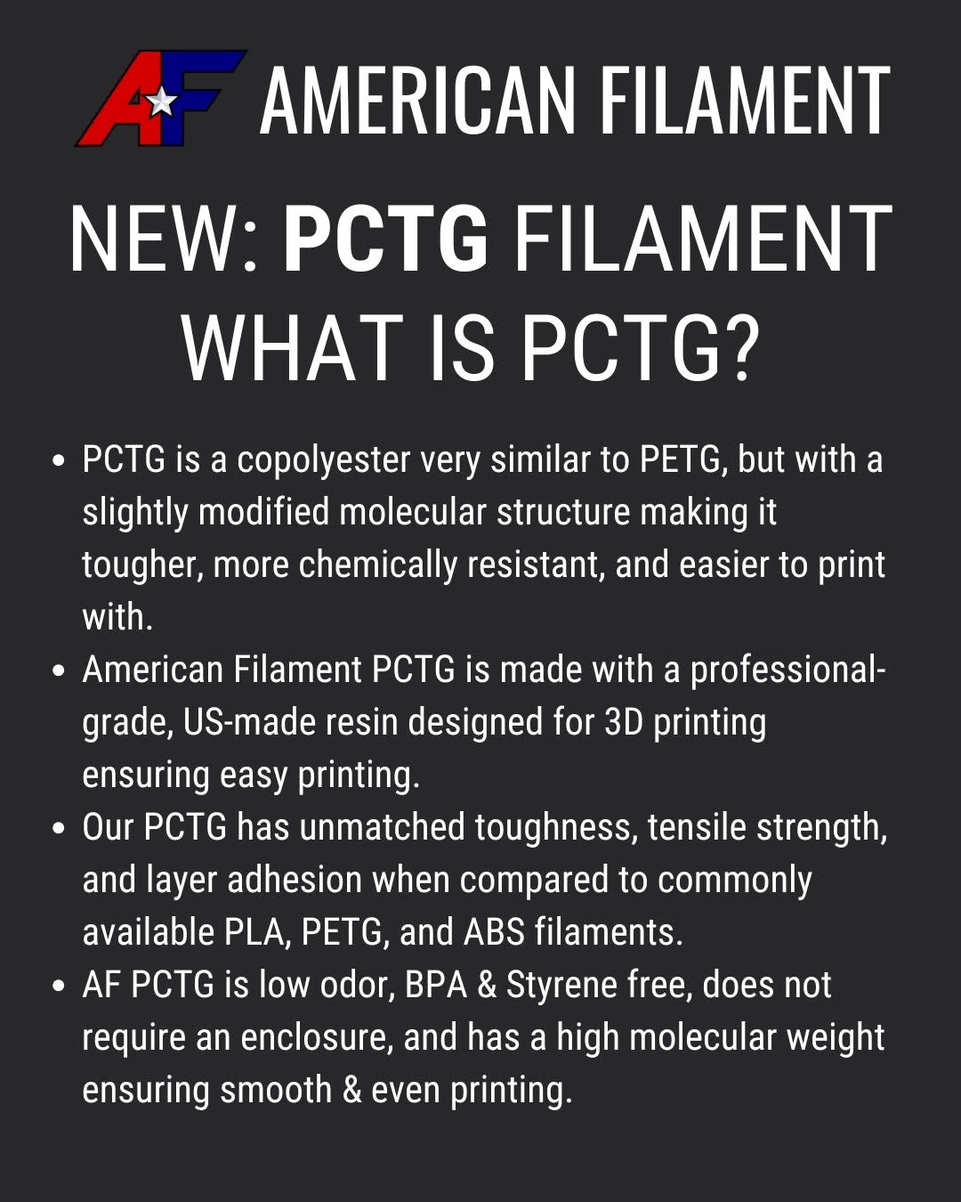 Transparent Ruby Red AF 1.75mm PCTG Filament Made in the USA!