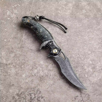 Legion Damascus Hunting Knife with Exotic Stained Maple Wood Handle