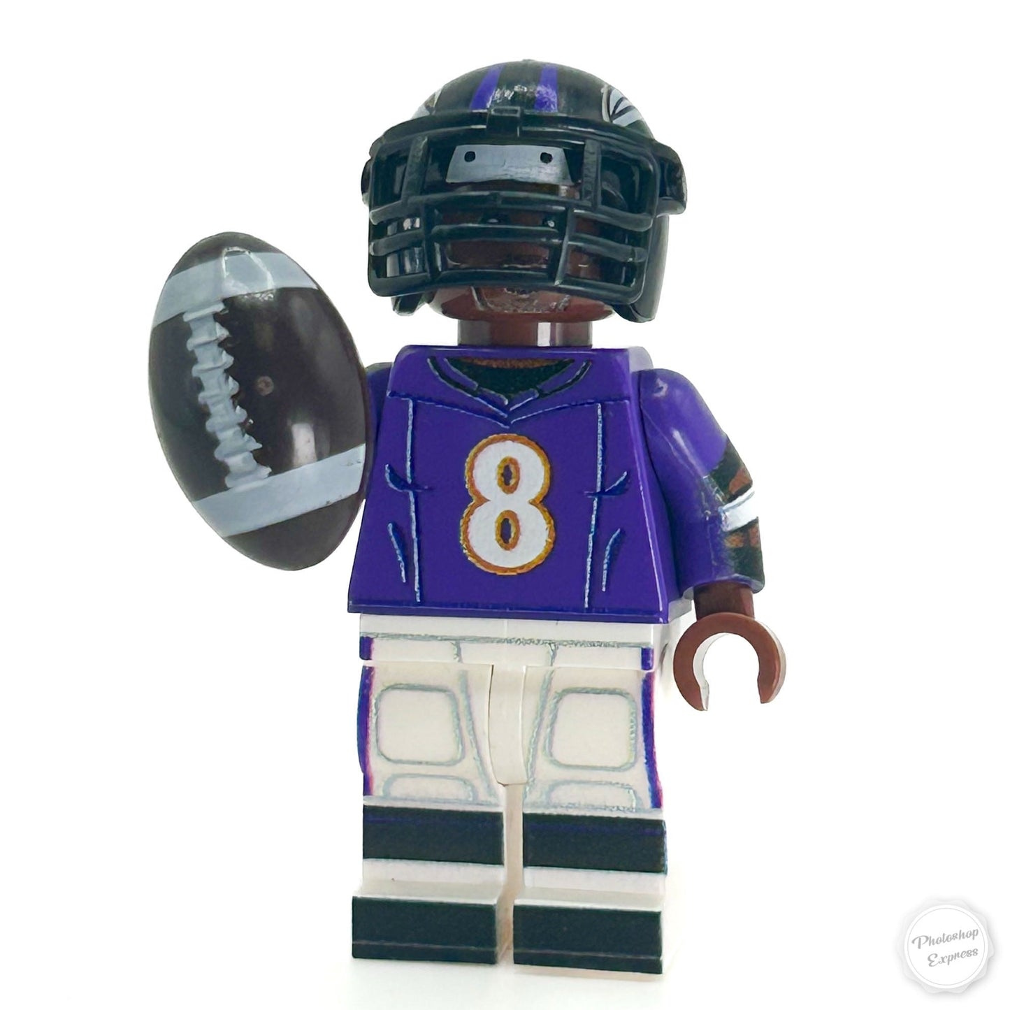#8 QB Ravens Football Player Minifig made with LEGO parts - B3 Customs