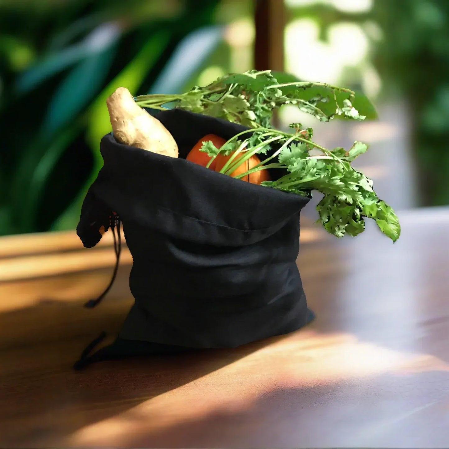 10x12 Inches Reusable Eco-Friendly Cotton Single Drawstring Bags Black Color