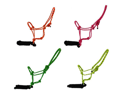 FLUOROSCENT KNOTTED COWBOY HALTER W MATCHING LEAD