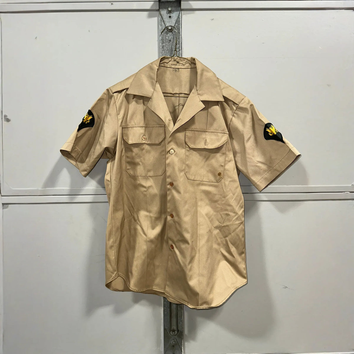 Vintage 1972 US Army Men's Uniform Medium Tan 445 Short-Sleeve Shirt