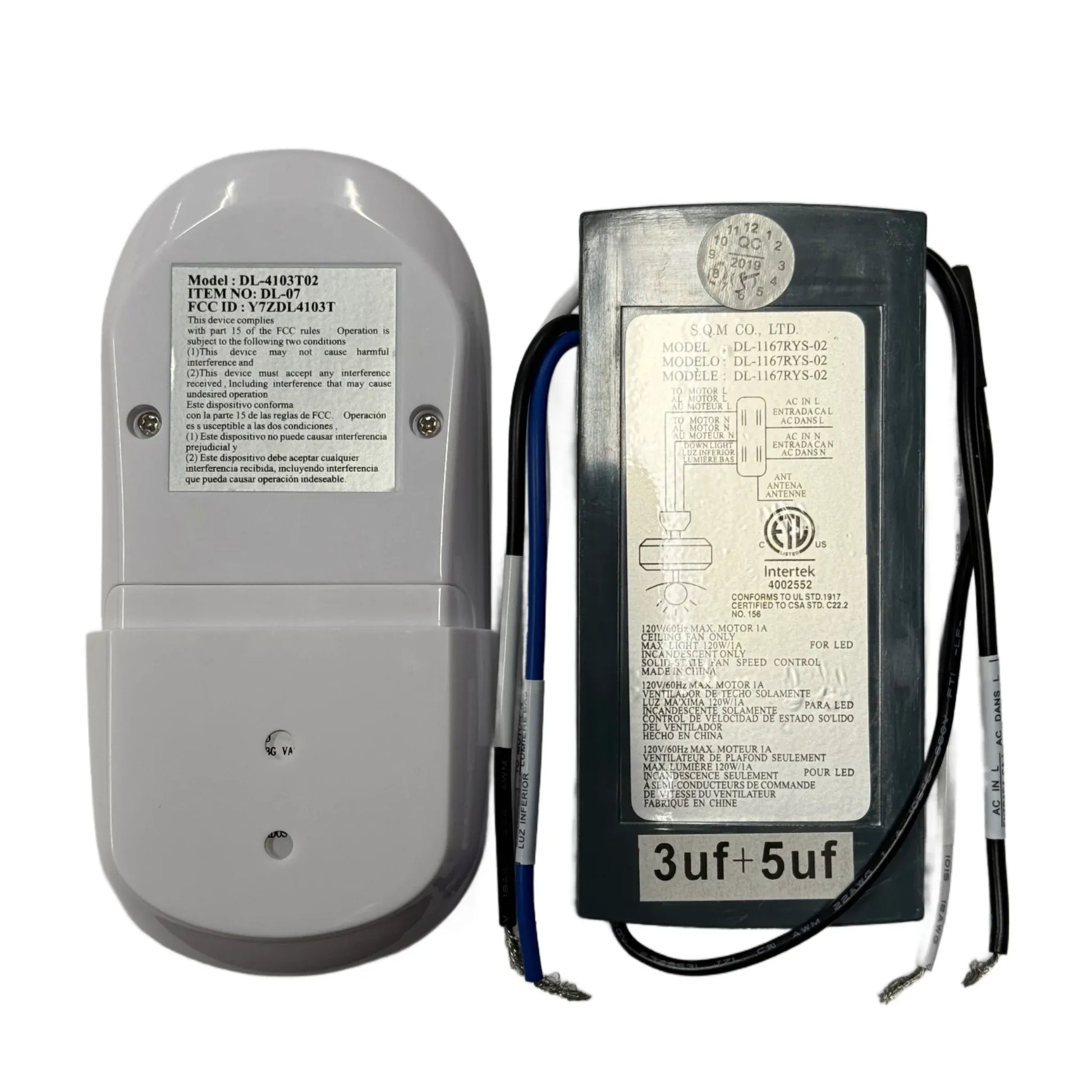 Hampton Bay Cobram 48 inch Ceiling Fan Replacement Remote Control and Receiver Kit - CobramRR