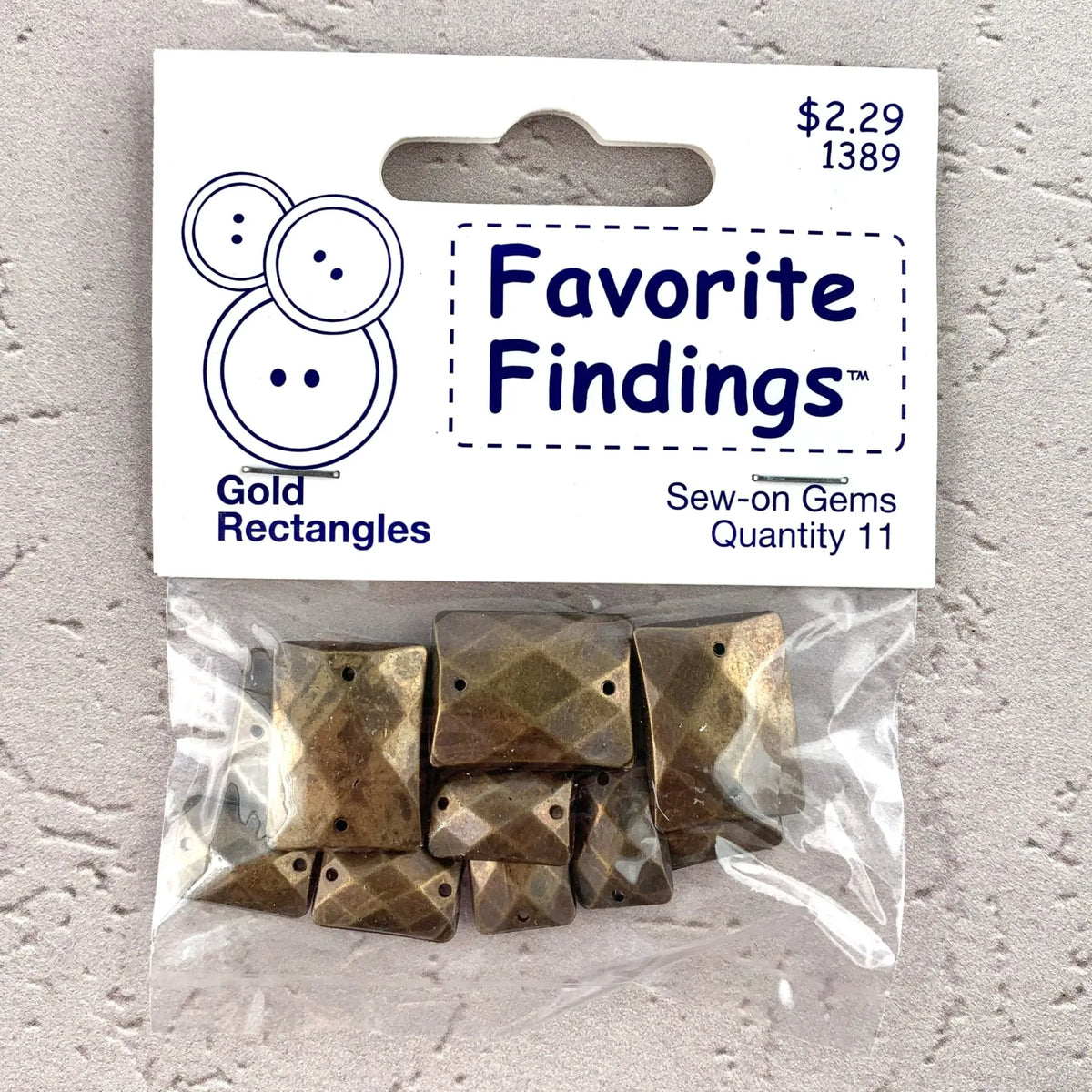 1389 Gold Rectangles - Favorite Findings - Sew-on Gems - 🆕 New Arrivals, All Products, Products from The Attic Exchange, 🎨 Arts + Entertainment, 🎨 Hobbies + Creative Arts - Little Red General Store