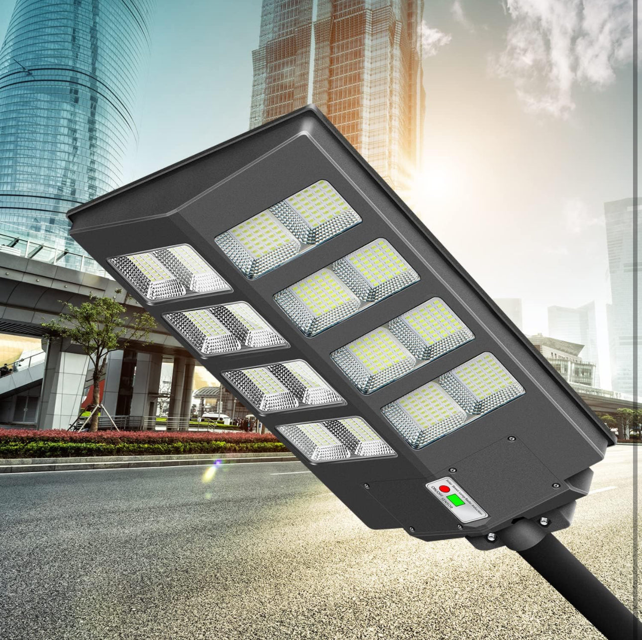 4800W Commercial Solar Street Lights Dusk to Dawn , Motion Sensor, 75000LM for Street with Remote Control