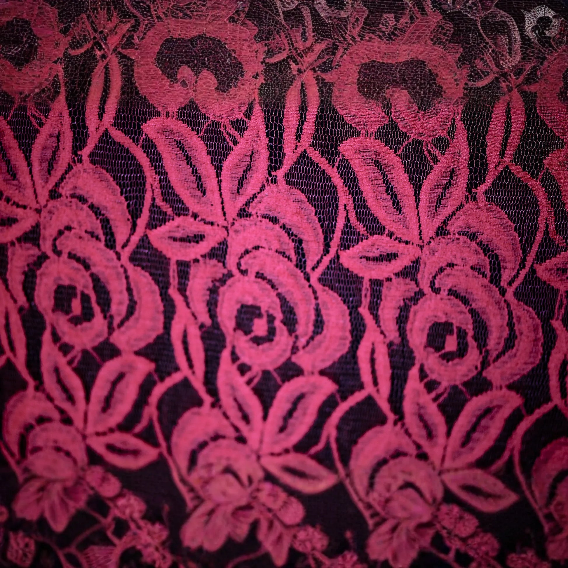 EMBROIDERED 3D FLORAL LACE ULTRA SOFT FABRIC RED 55" WIDE BY THE YARD
