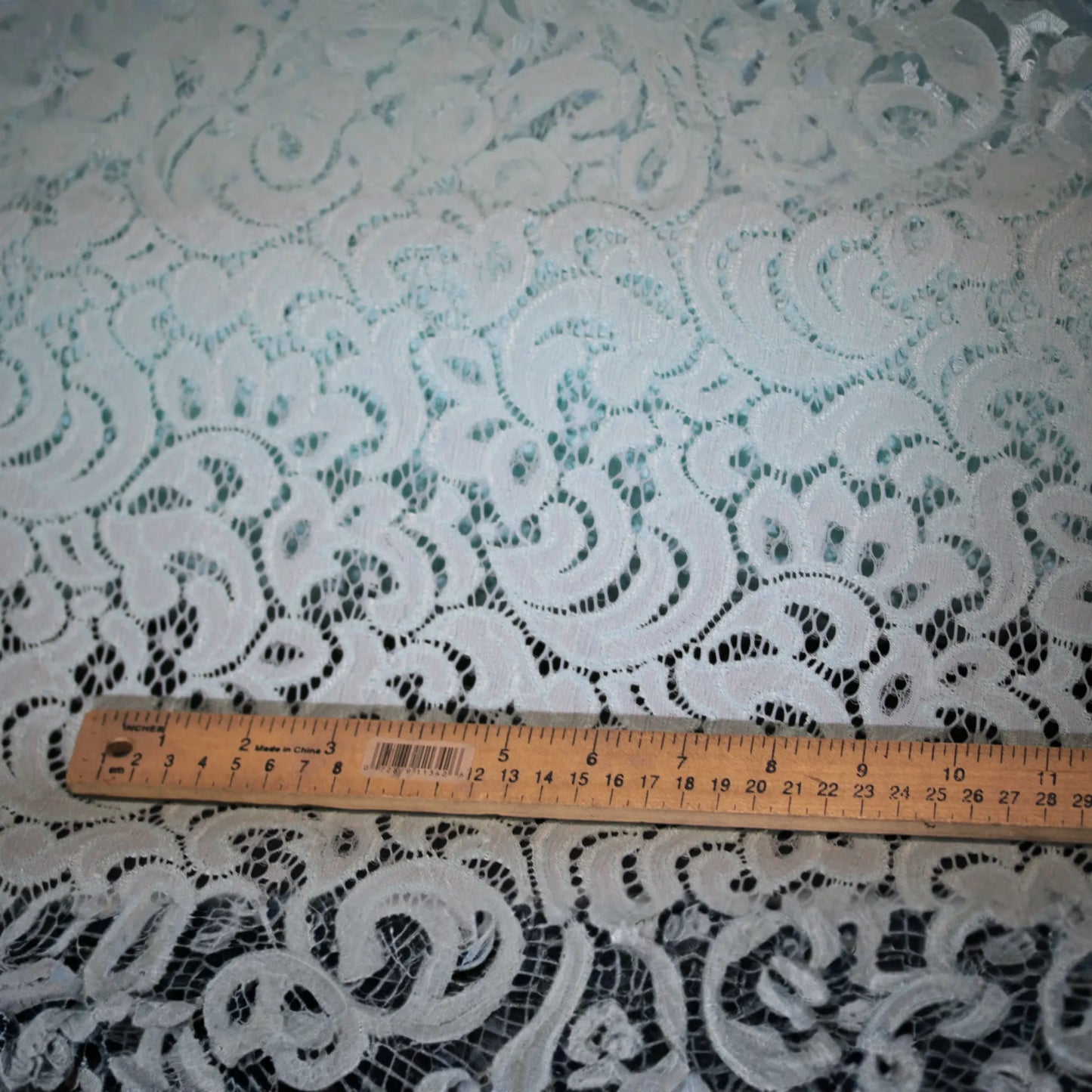EMBROIDERED 3D FLORAL LACE ULTRA SOFT FABRIC AQUA GREEN 57" WIDE BY THE YARD