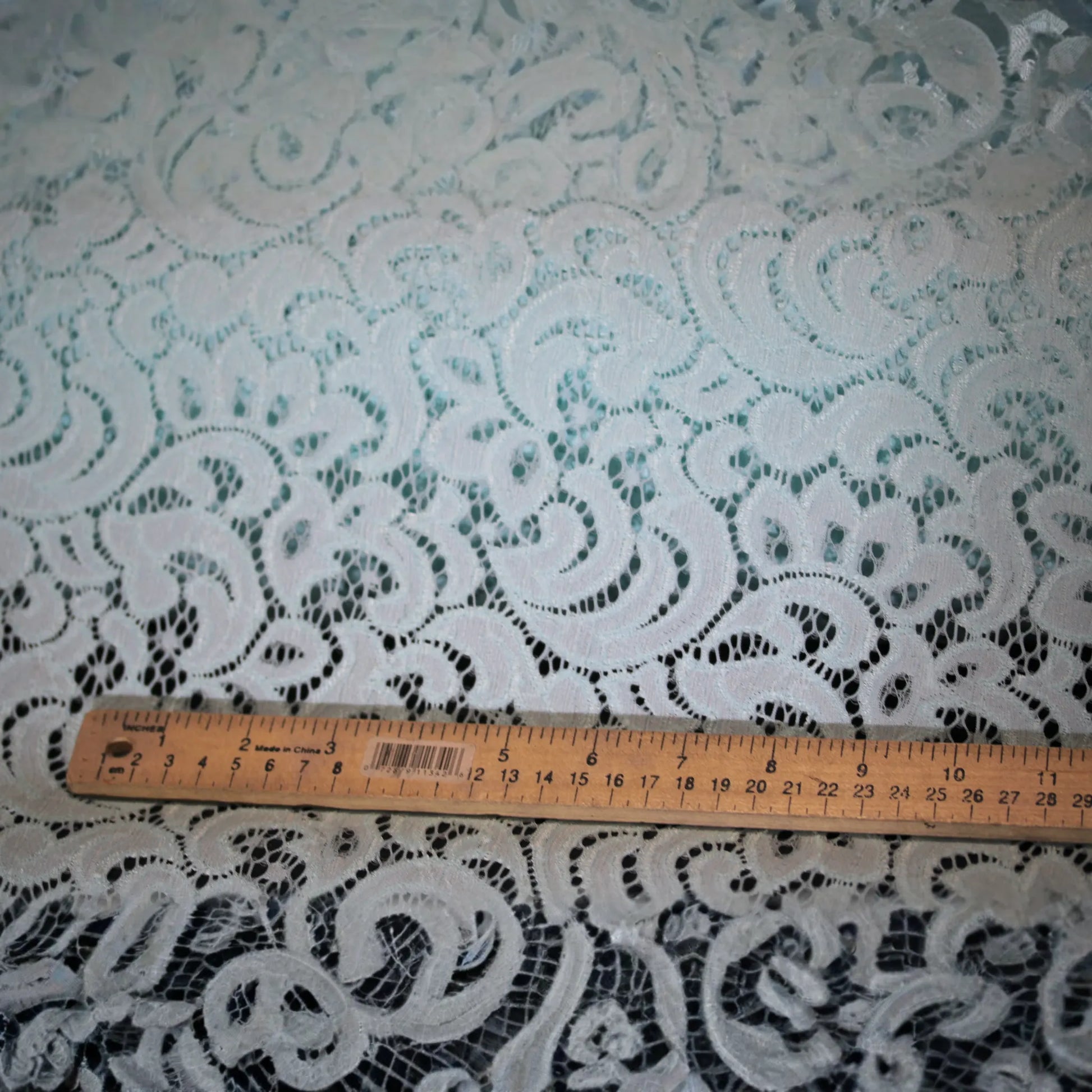 EMBROIDERED 3D FLORAL LACE ULTRA SOFT FABRIC AQUA GREEN 57" WIDE BY THE YARD