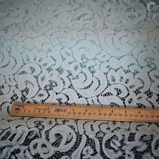 EMBROIDERED 3D FLORAL LACE ULTRA SOFT FABRIC AQUA GREEN 57" WIDE BY THE YARD