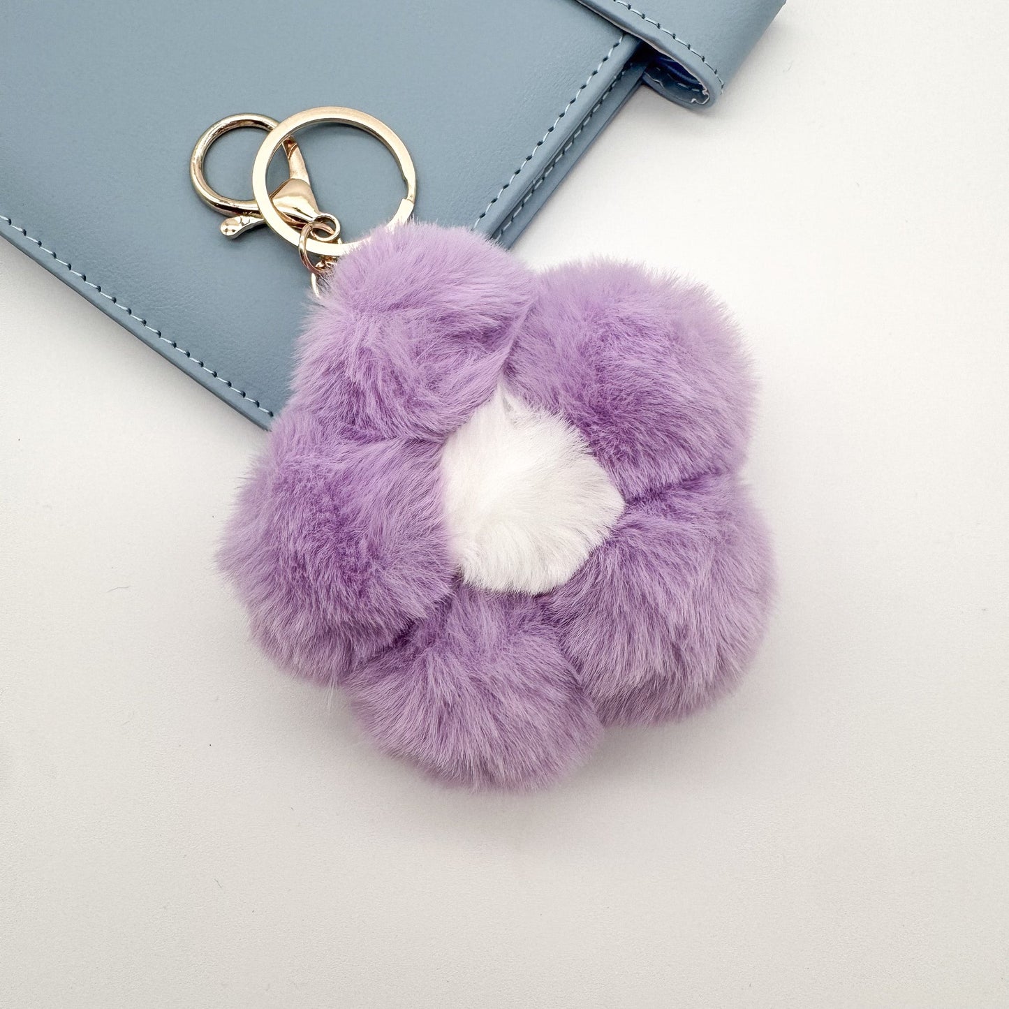 Flower Pom Pom Keychain