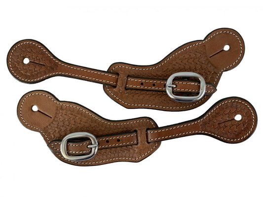 SHOWMAN MENS BASKET STAMP SPUR STRAP.