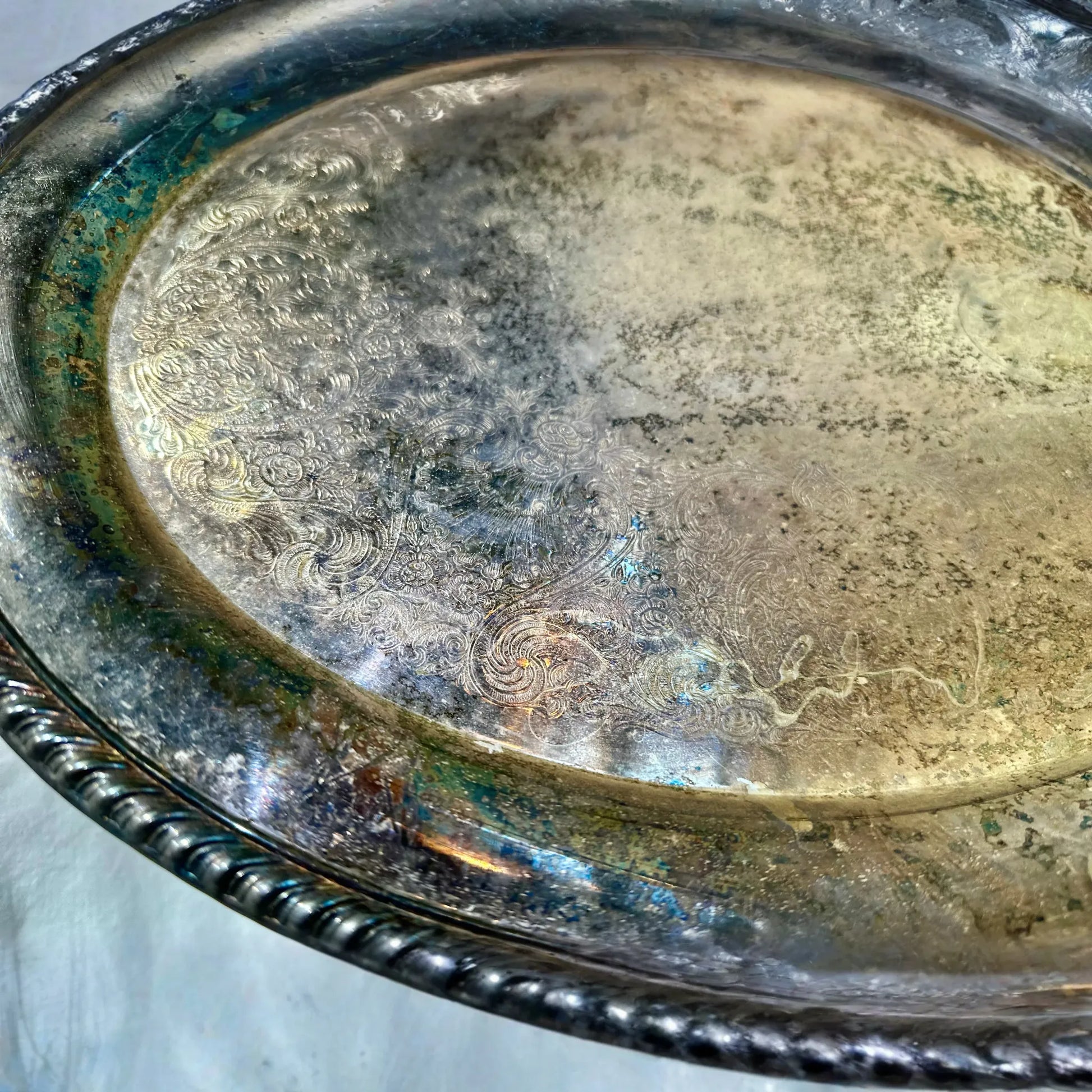 Vintage Silver Oval Serving Tray