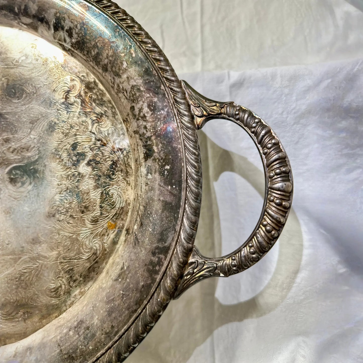 Vintage Silver Oval Serving Tray