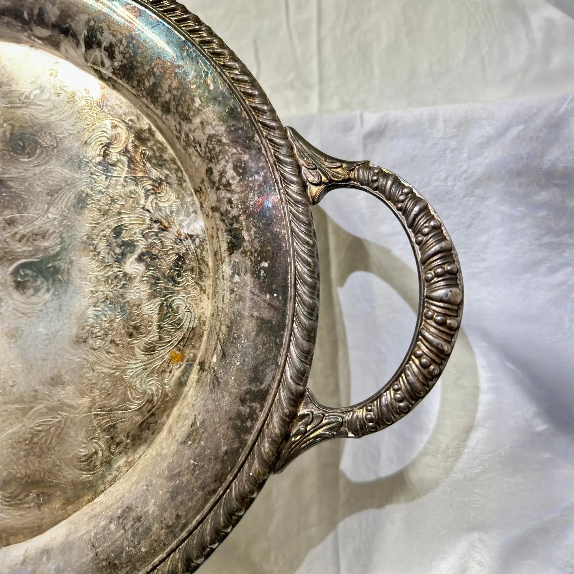 Vintage Silver Oval Serving Tray