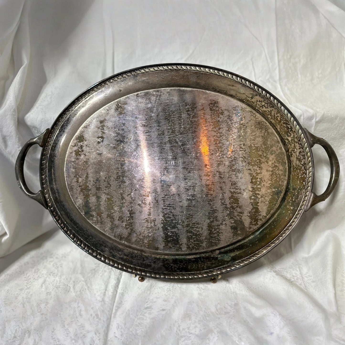 Vintage Silver Oval Serving Tray