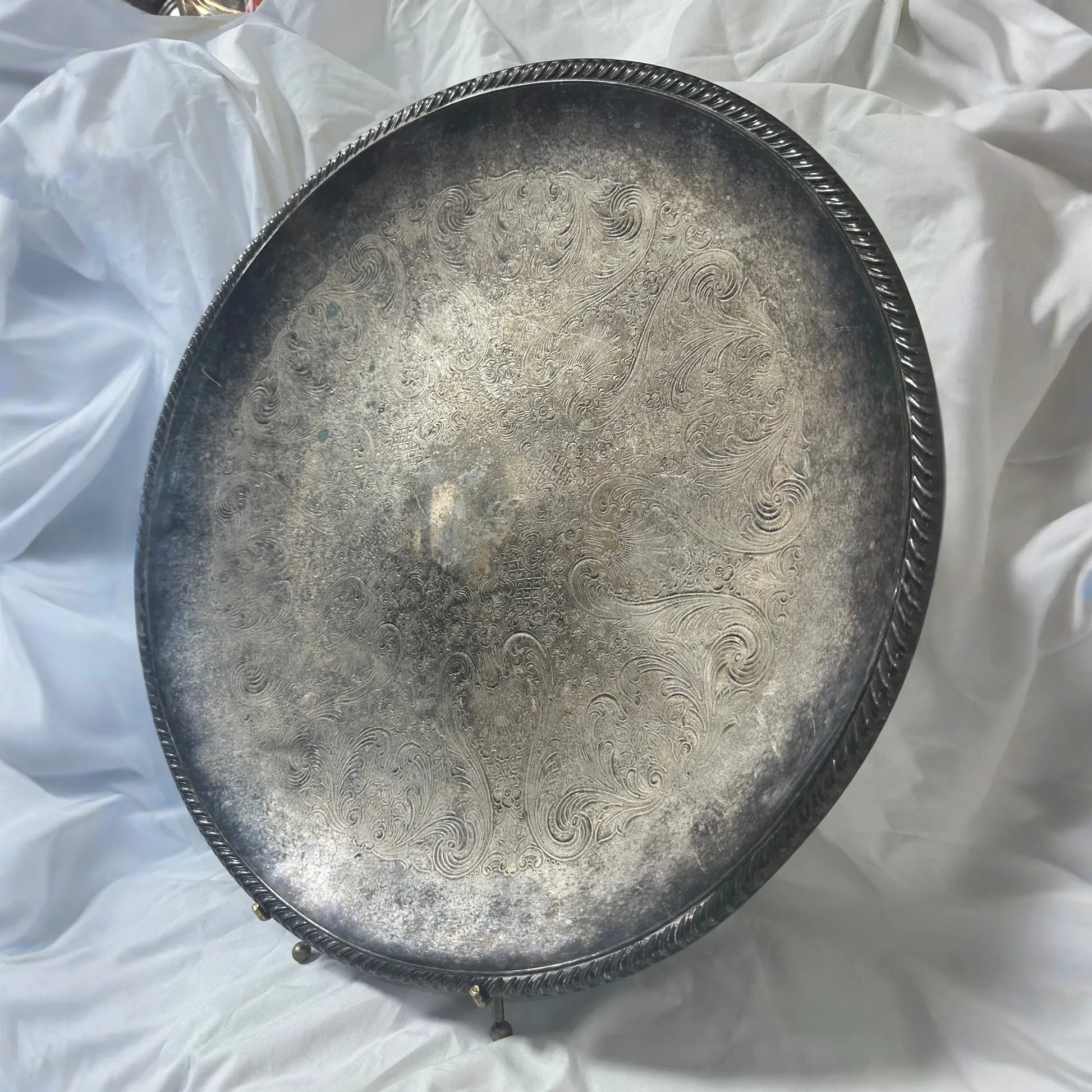 Vintage Silver Oval Serving Tray