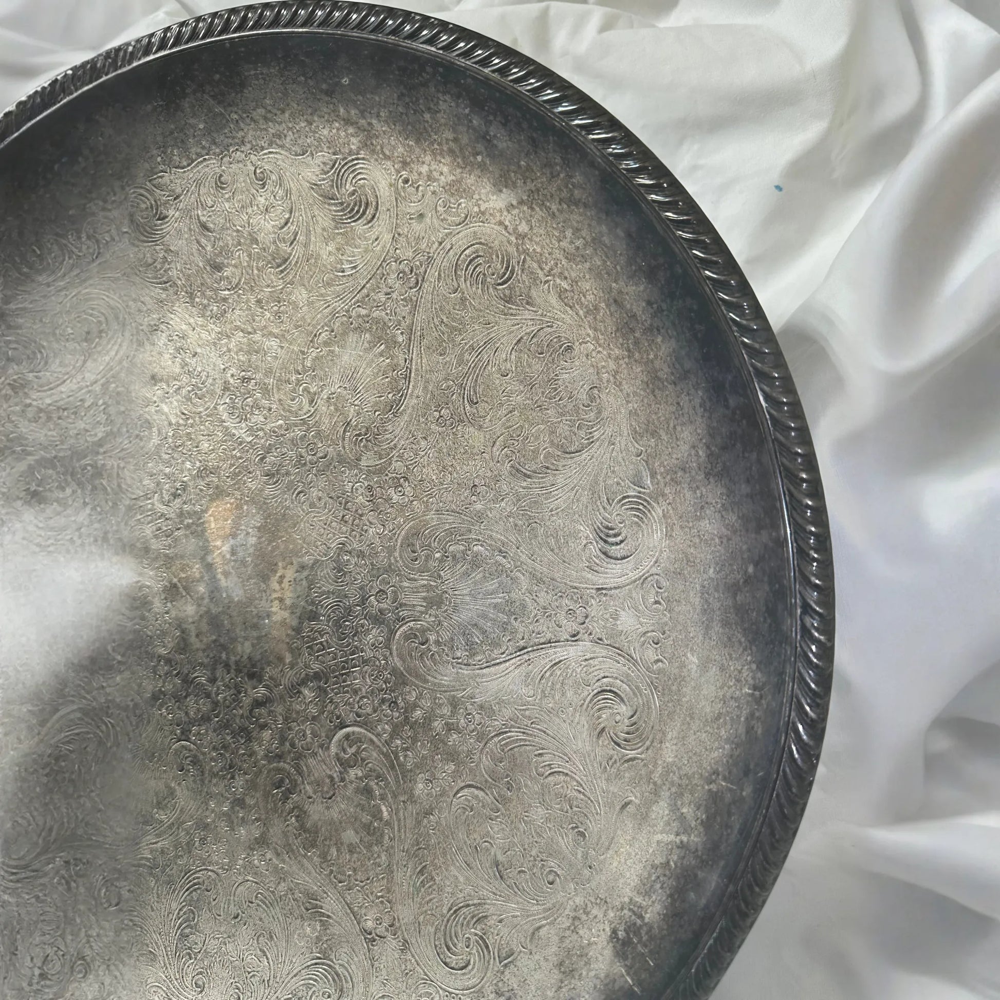 Vintage Silver Oval Serving Tray