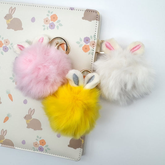 Bunny Ear Pompom Keychain