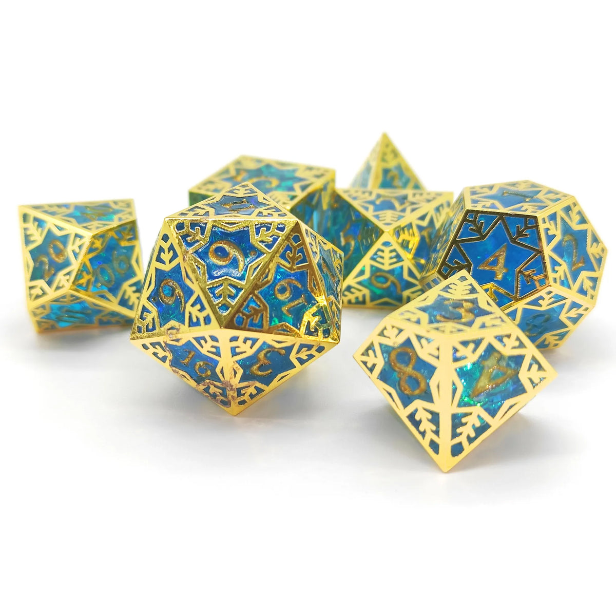 Gilded Permafrost Forged in Frost Dice Set (Resin Dice Encased in Metal) - 🆕 New Arrivals, All Products, Products from BrycesDice, 🧸 Toys + Games - Little Red General Store