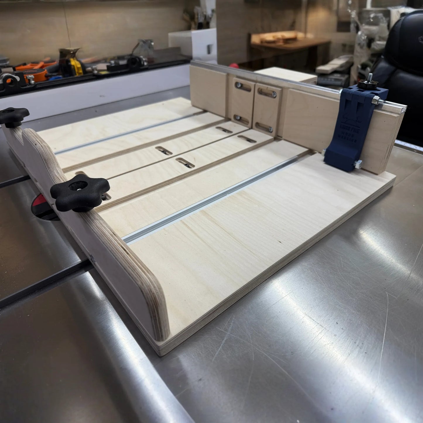 Flip Stop Stop Block for Woodworking for standard 4" fence with a T-Track on top