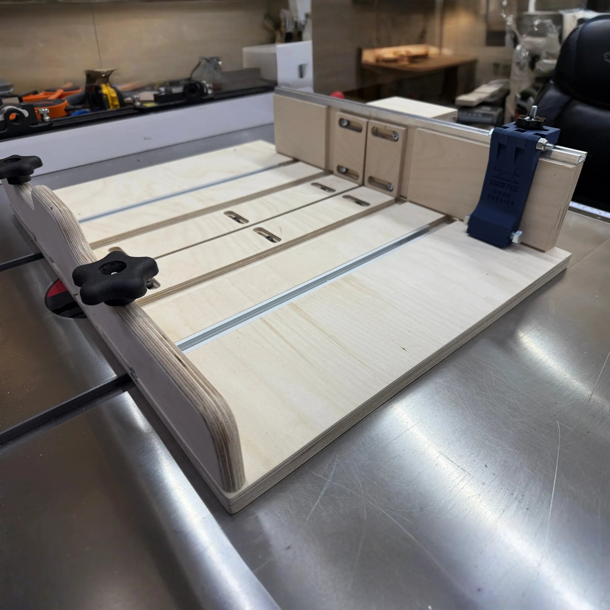 Flip Stop Stop Block for Woodworking for standard 4" fence with a T-Track on top