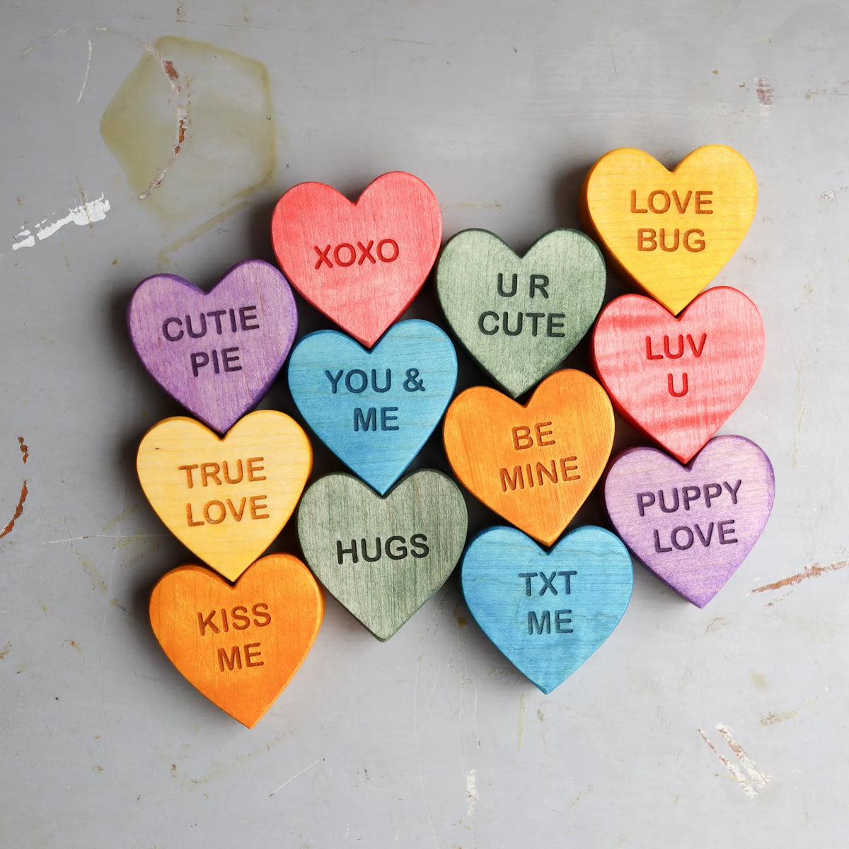 Boxed Set of 12 Wooden Hearts