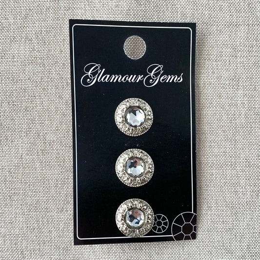 5232 Fancy - Glamour Gems - Shank Button - 16mm - Silver Clear
