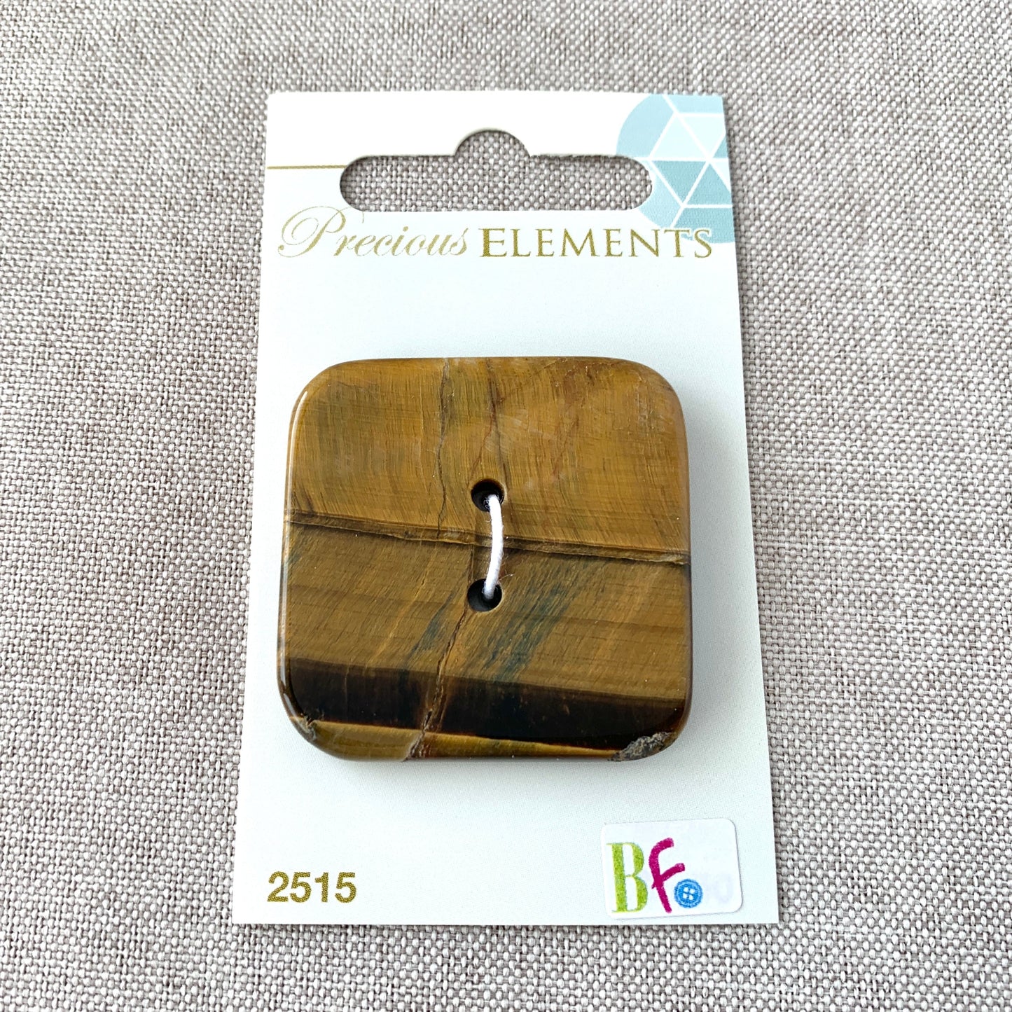 Tigers Eye - Precious Elements - 2 Hole - 38mm - Brown