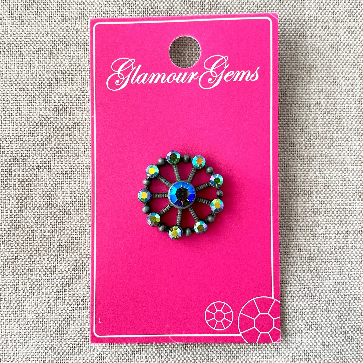 5218 AB - Glamour Gems - Shank Button - 22mm - Black AB