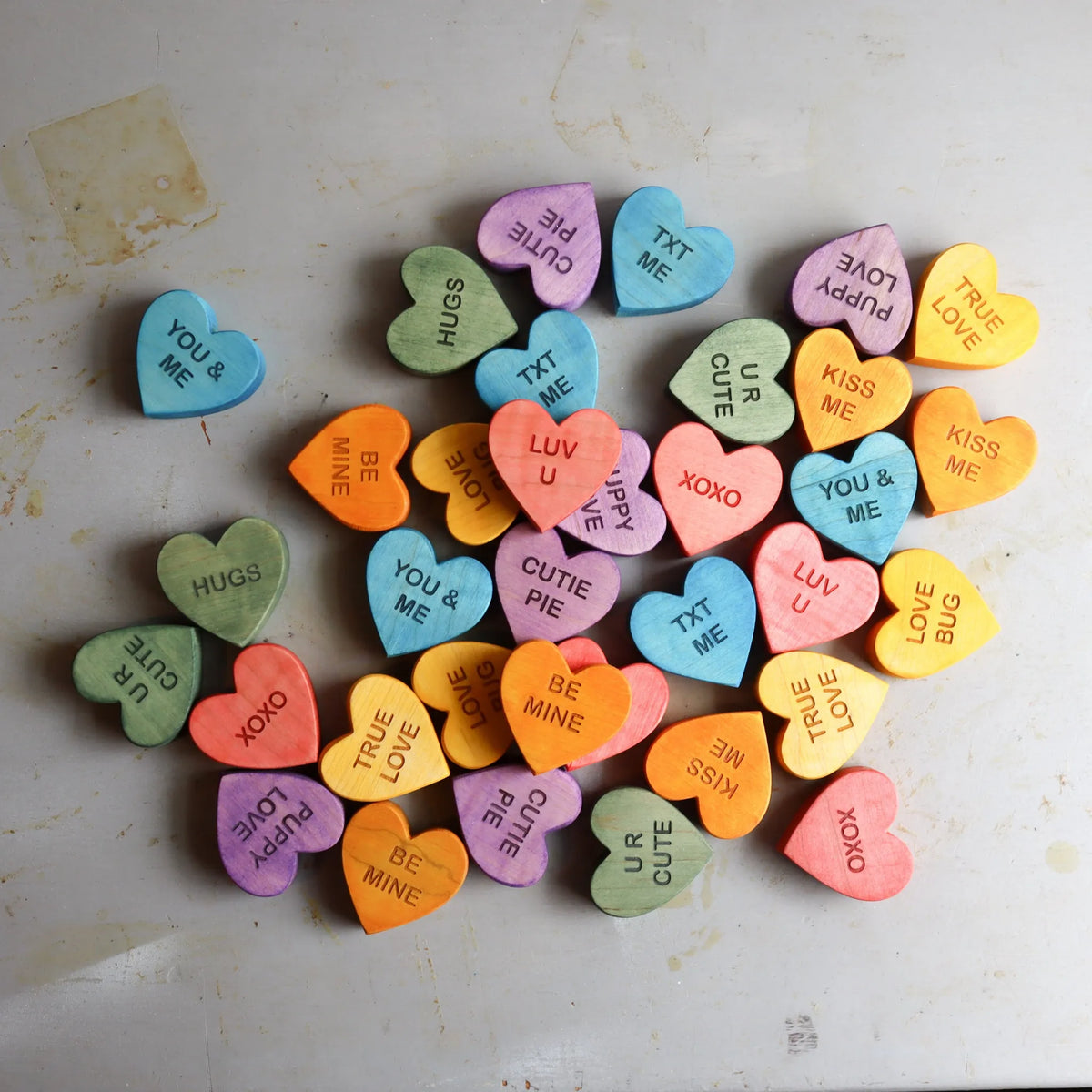 Boxed Set of 12 Wooden Hearts
