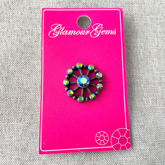 5218 AB - Glamour Gems - Shank Button - 22mm - Black AB