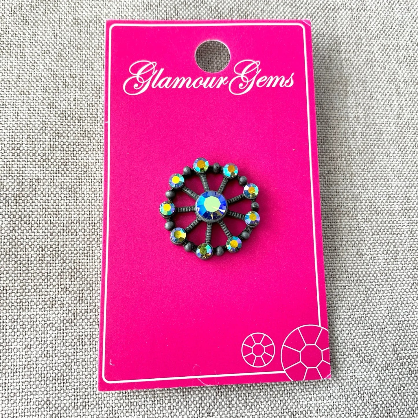 5218 AB - Glamour Gems - Shank Button - 22mm - Black AB