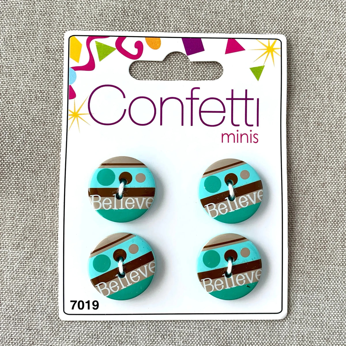 Believe - Confetti Minis Buttons - 2 Hole - 🆕 New Arrivals, All Products, Products from The Attic Exchange, 🎨 Arts + Entertainment, 🎨 Hobbies + Creative Arts - Little Red General Store
