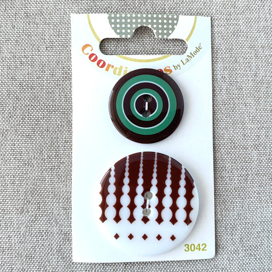 3042 - Coordinates - 2 Hole - Assorted Sizes - Green Brown White