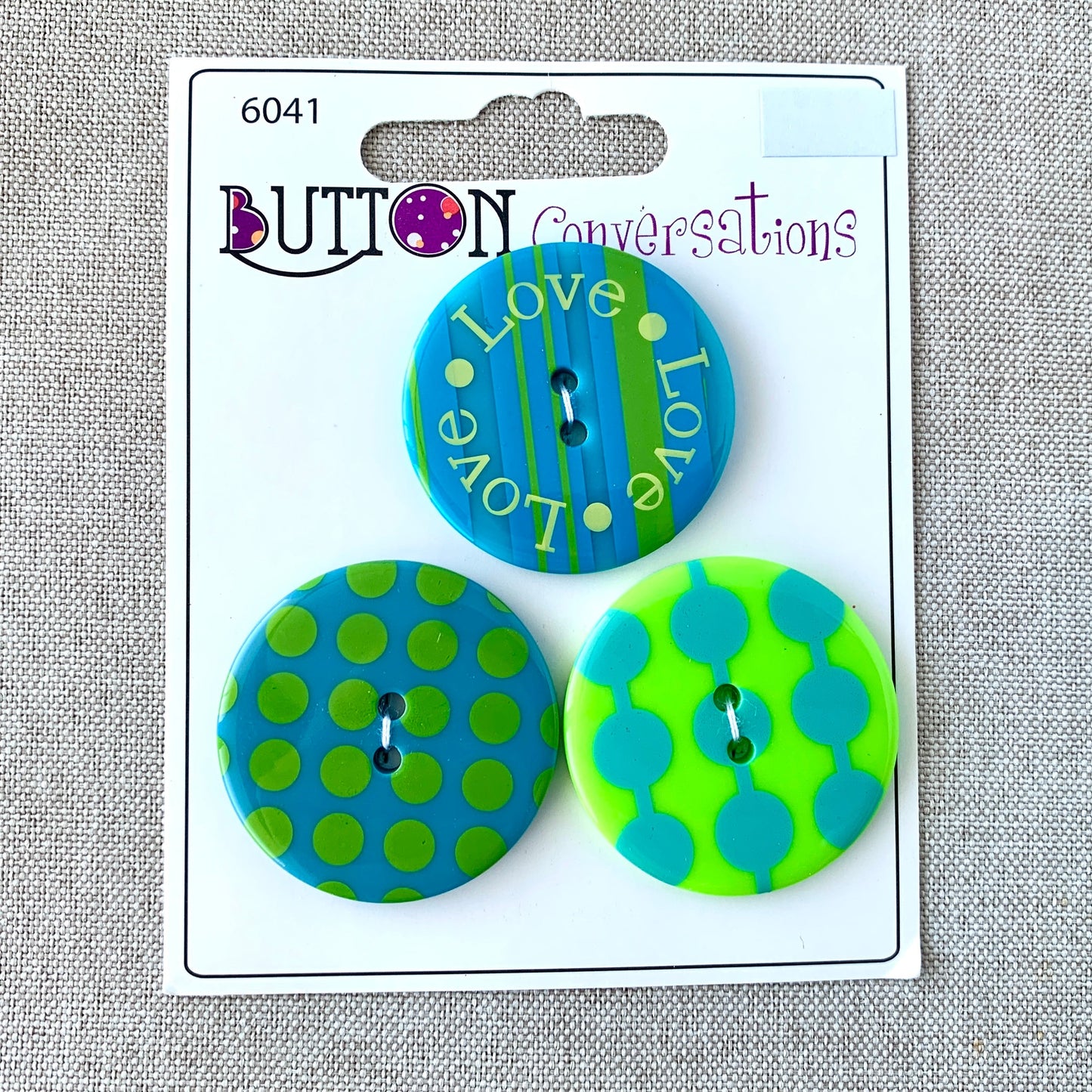 Love Love Love 6041 - Button Conversations - 2 Hole - Blue Green
