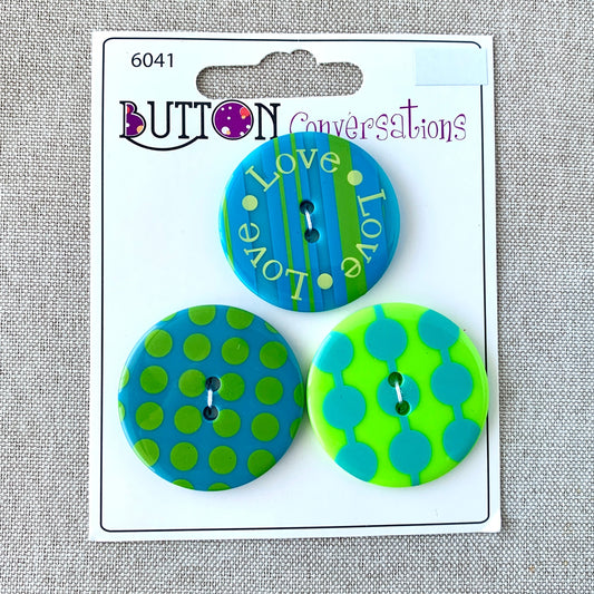 Love Love Love 6041 - Button Conversations - 2 Hole - Blue Green
