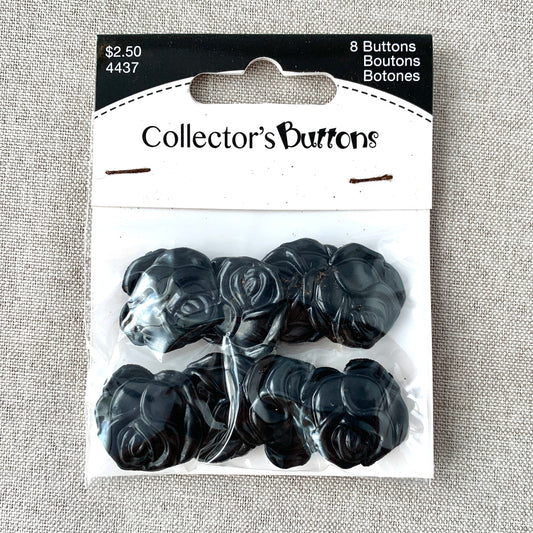 4437 Roses - Collectors Buttons - 1 Hole Shank Button - 23mm - Black