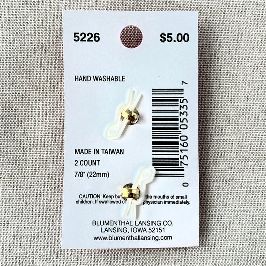 5226 Gold Gem Square - Glamour Gems - Shank Button - 22mm - Gold Clear