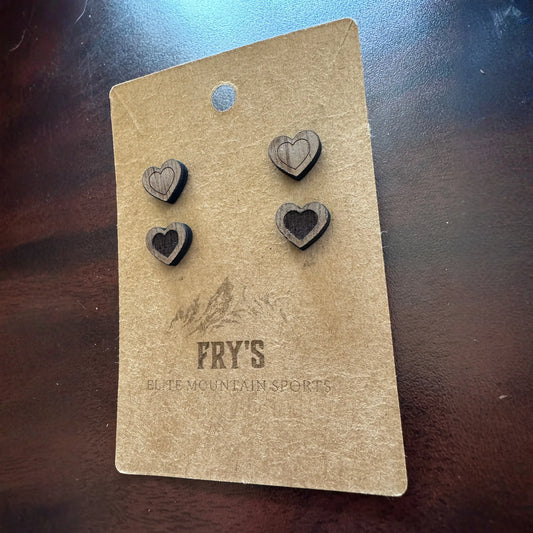 Heart Shaped Engraved Studded Earrings