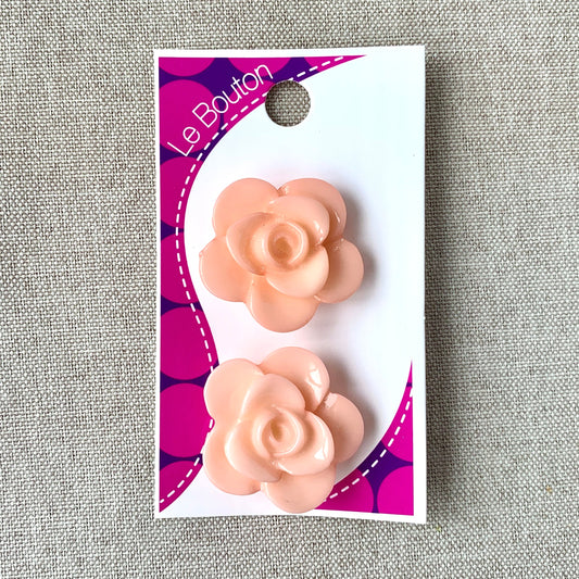8229 Light Pink Shiny Rose - Le Bouton - 1 Hole Shank Button - 25mm - Pink
