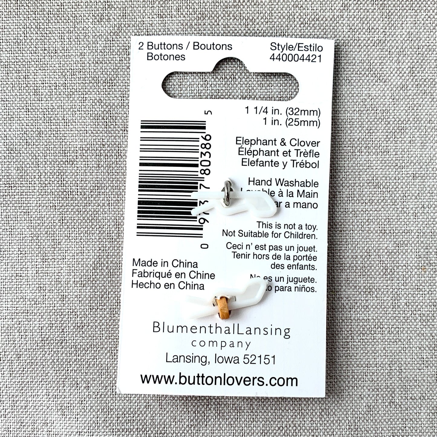 4421 Elephant and Clover - Collectors Buttons - 1 Hole Shank Buttons - Assorted Sizes - Silver Gold Green