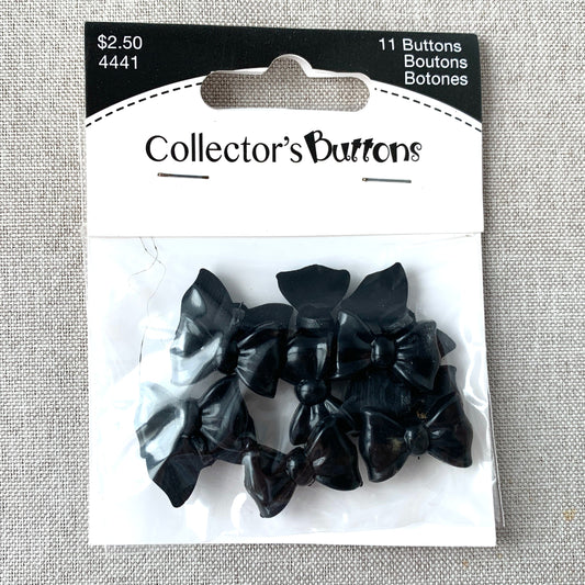 4441 Bow Ribbon - Collectors Buttons - 1 Hole Shank Button - - Black