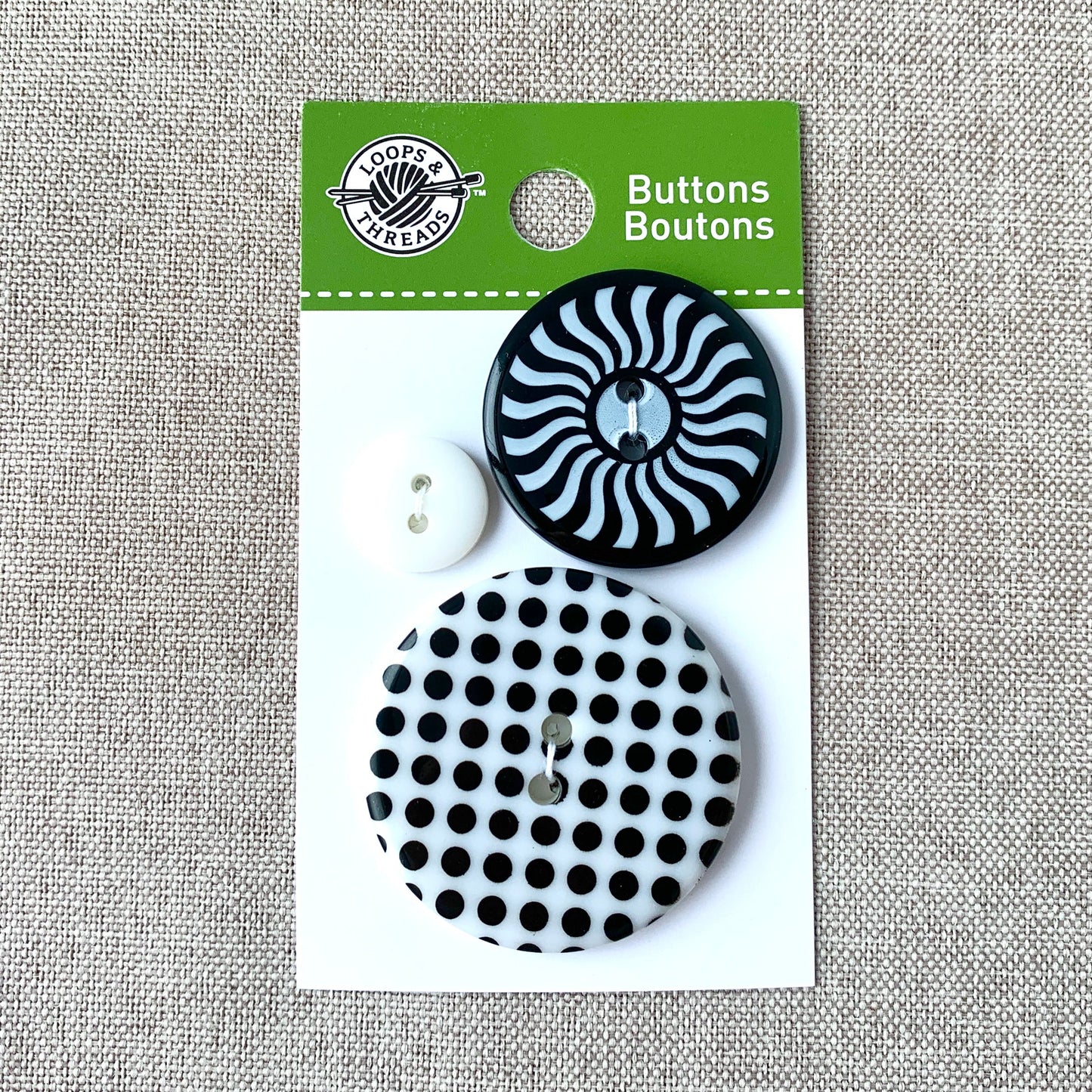 Evening Sun - Loops and Threads - 2 Hole - Assorted Sizes - Black White