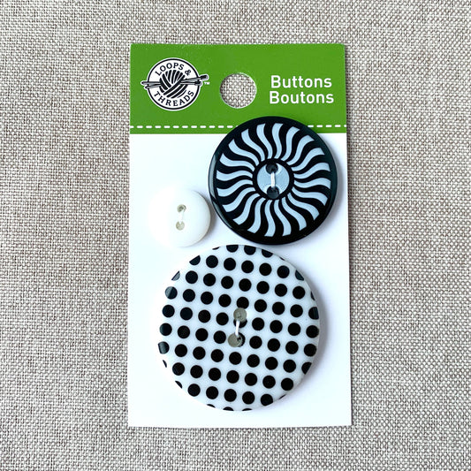 Evening Sun - Loops and Threads - 2 Hole - Assorted Sizes - Black White