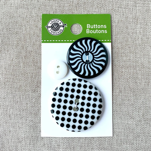 Evening Sun - Loops and Threads - 2 Hole - Assorted Sizes - Black White