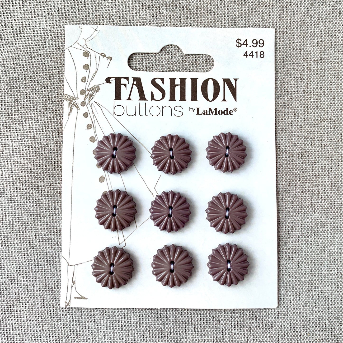 4418 Vintage Mauve Fan - La Mode Fashion - 2 Holes - 16mm - Mauve Purple